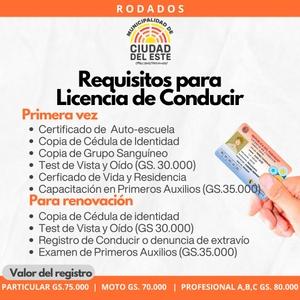 Municipalidad de CDE informa sobre requisitos y precios para expedir registros de conducir y habilitaciones
