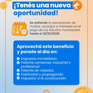 Municipalidad de Ciudad del Este extiende la exoneración de recargos y multas por el mes de octubre